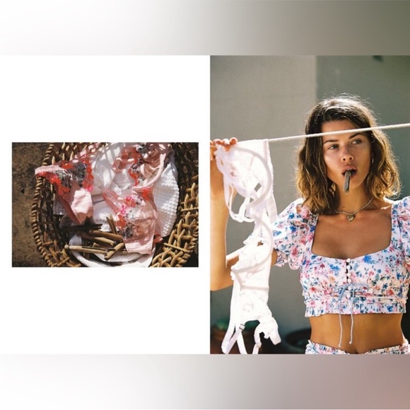 For Love & Lemon Top Size Small NWOT Beautiful Sexy Floral Crop Top Ruffle - Picture 13 of 13